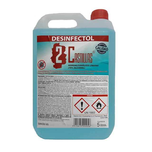 Higienizante hidroalcohólico 5 litros - Desinfectol Dos Castillas